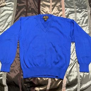 100% Cotton Vintage Eddie Bauer Blue V-neck Sweater - M